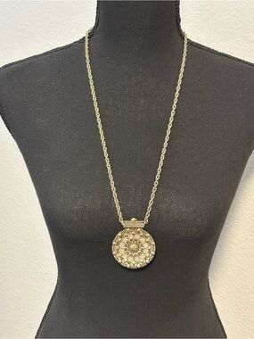Heidi Klum Matte Gold & Silver Medallion Pendant Necklace 28”+2.5”